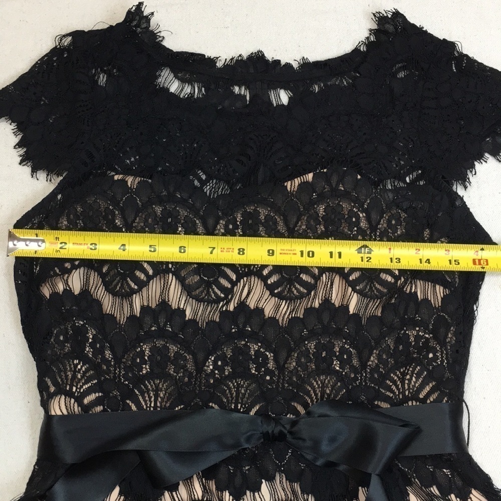 XScape by Joanna Chen Belted Black lace top 6 - Picture 3 of 8